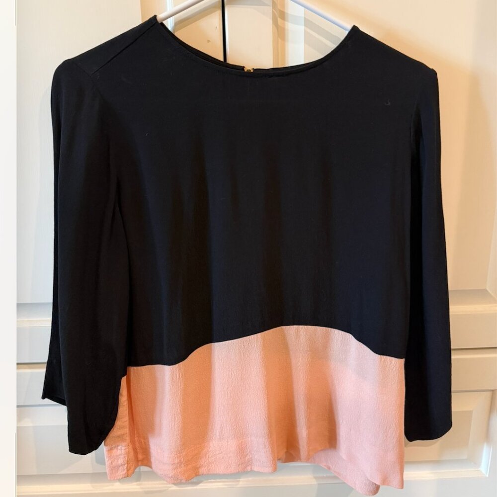 Anthropologie Sam & Lavi Black and Pink Color Block Size Small Blouse